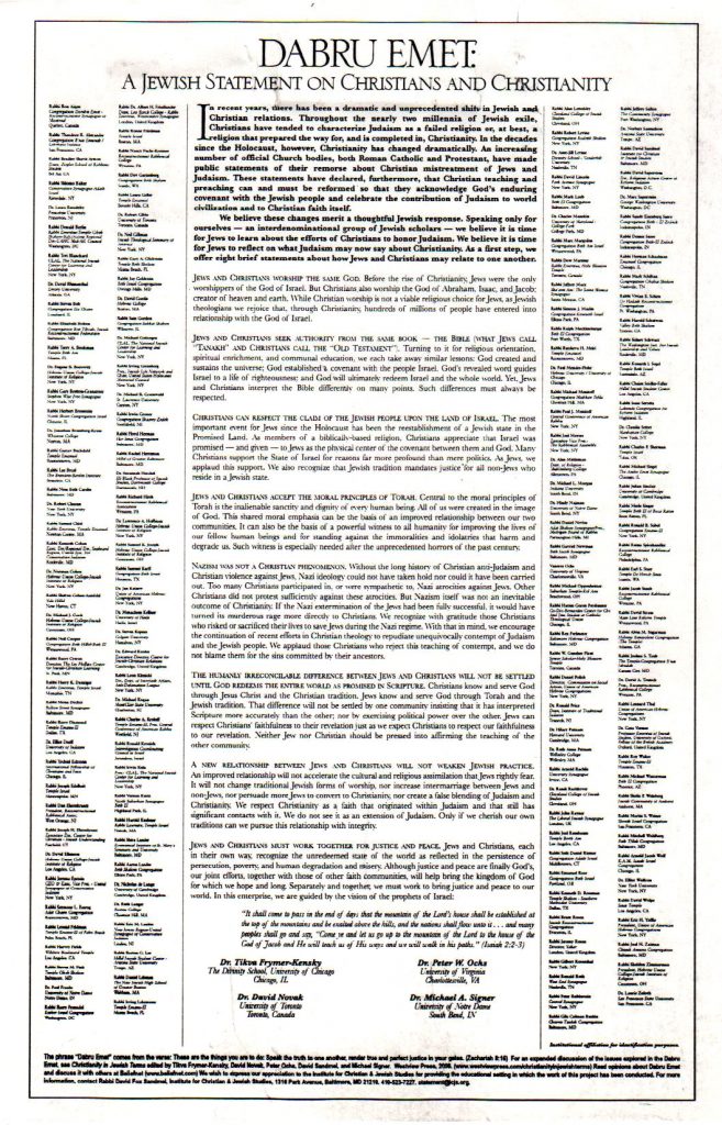 Dabru Emet publication in New York Times